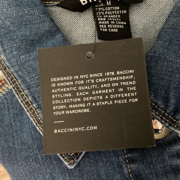 Baccini NWT Women’s Denim Jacket With Sparkle Trim.  Size M - Picture 5 of 6